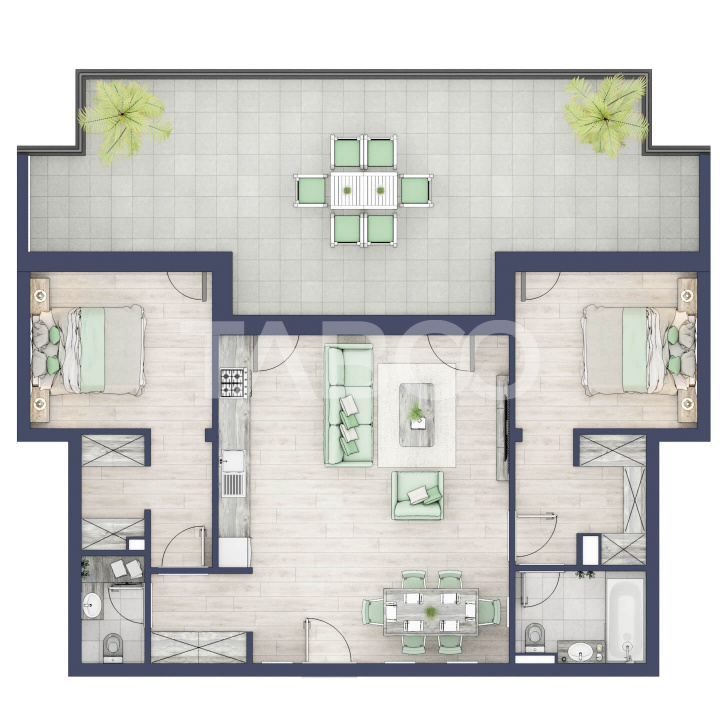 Apartament etaj retras 74mpu 3camere terasa 46mp bloc cu lift Turnisor