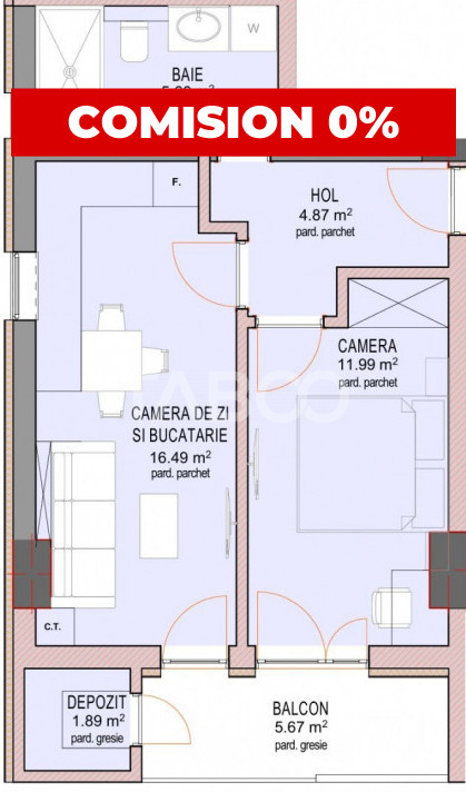Apartament FARA COMISION 2 camere si balcon etaj 6 Sibiu Dna Stanca