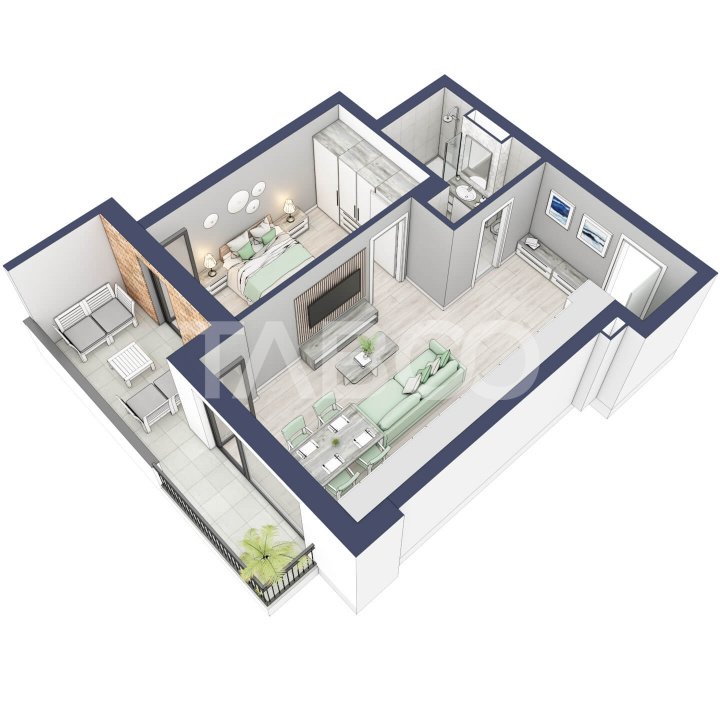 Apartament la cheie 2 camere 45 mp utili bloc cu lift Turnisor in Sibiu - Afinelor