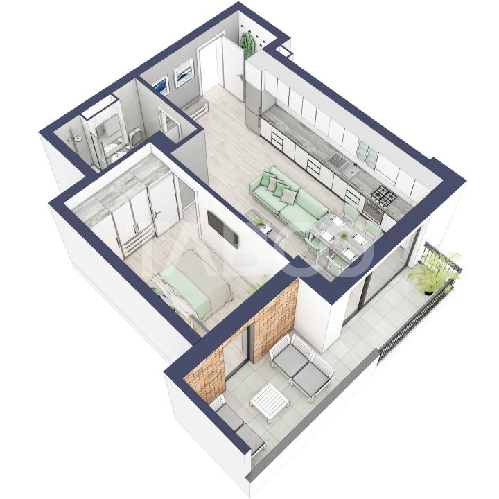 Apartament la cheie 2 camere 45 mp utili bloc cu lift Turnisor