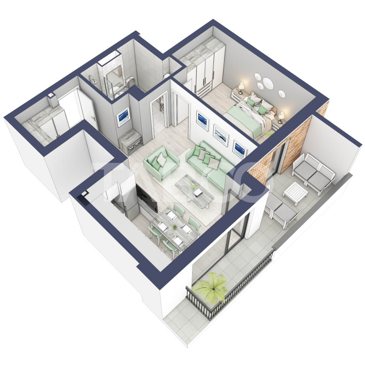 Apartament la parter cat un etaj 1 cu 47 mp utili 2 camere Turnisor