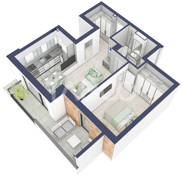 Apartament la parter cat un etaj 1 cu 47 mp utili 2 camere Turnisor in Sibiu - Afinelor
