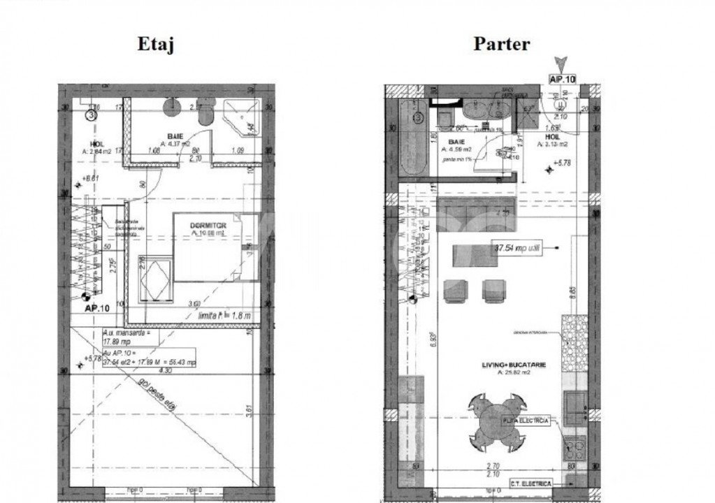 Apartament mobilat utilat 2 camere 2 bai 55 mpu balcon loc parcare