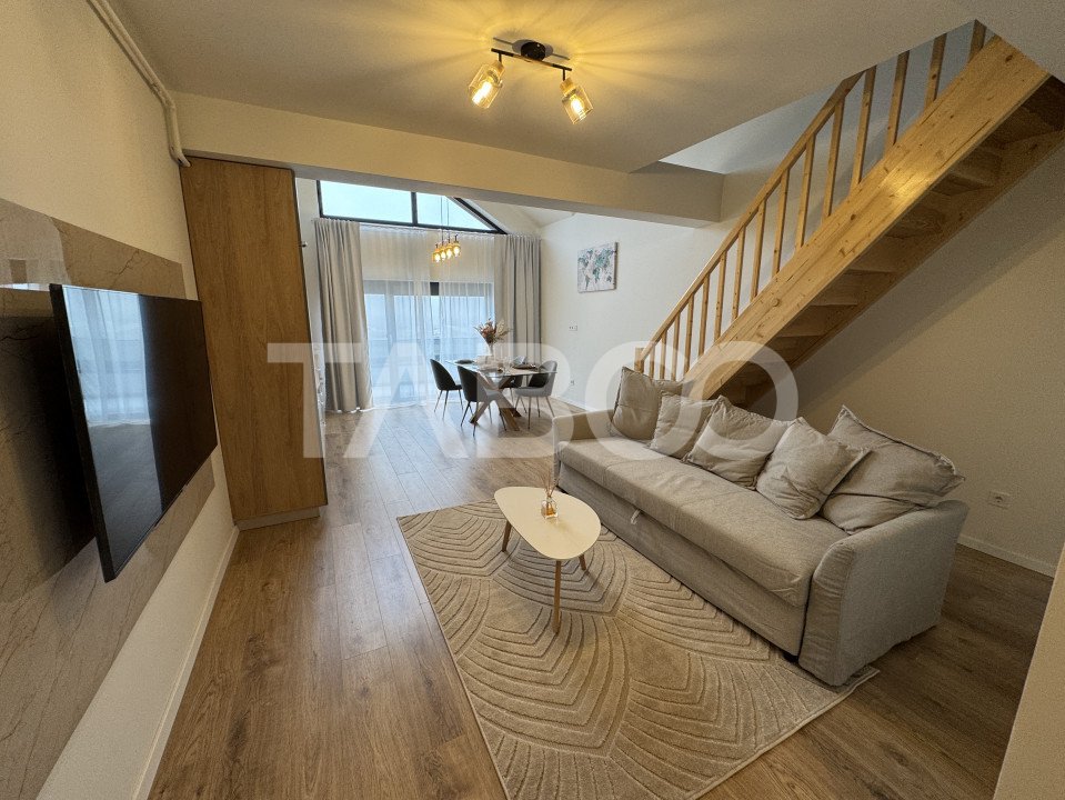 Apartament mobilat utilat 2 camere 2 bai 55 mpu balcon loc parcare