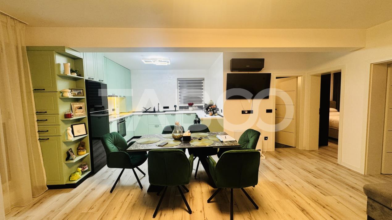 Apartament modern 3 camere de vanzare mobilat utilat 2 locuri parcare