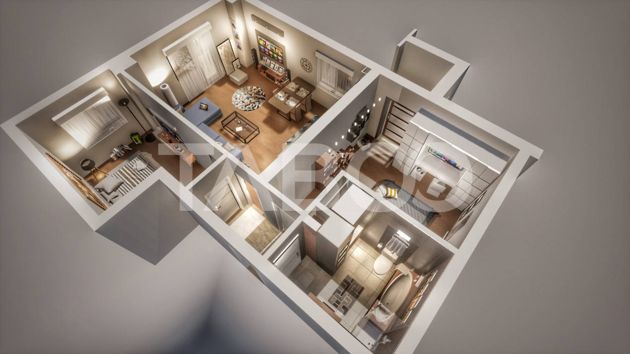 Apartament modern cu 3 camere 2 balcoane si parcare - bloc cu lift