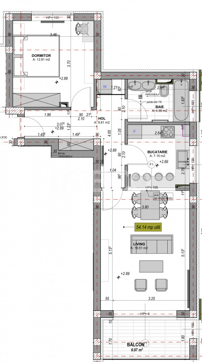 Apartament spatios cu 2 camere balcon si incalzire in pardosea