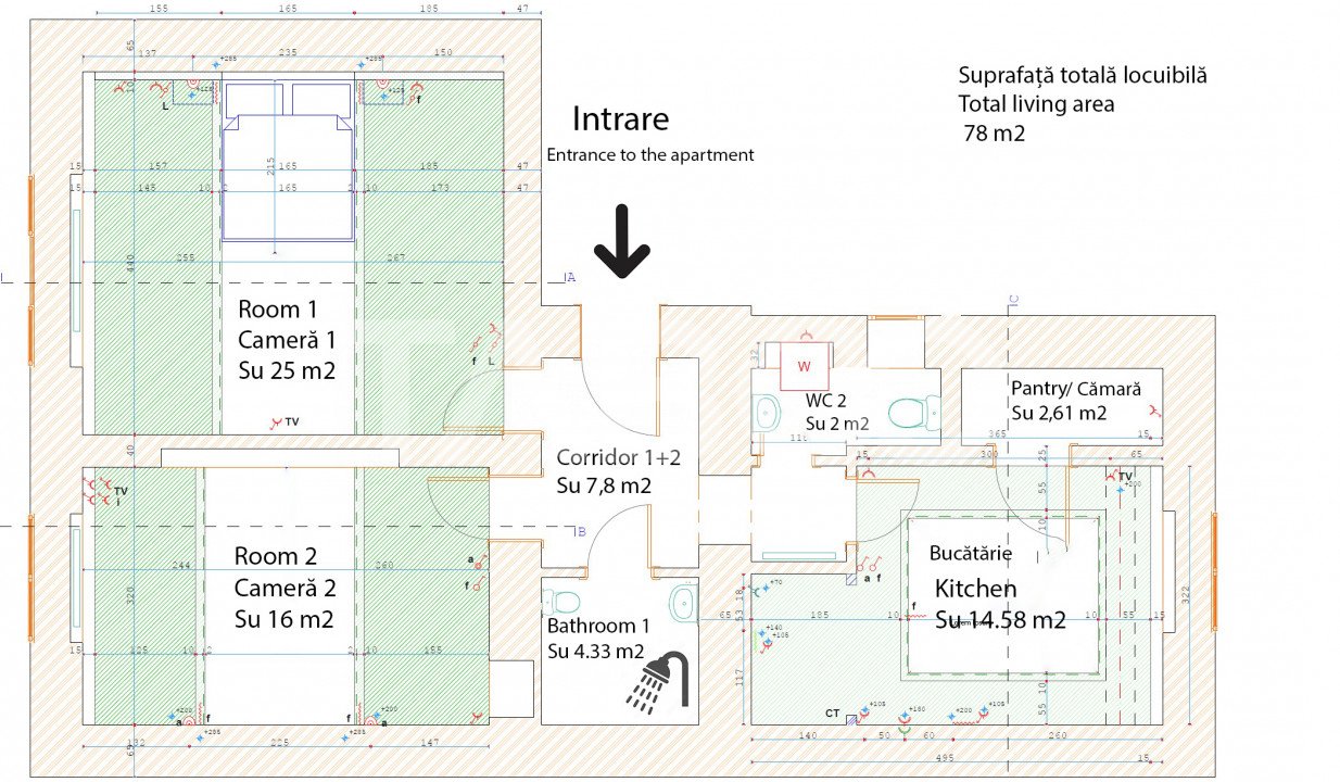 Apartament ultracentral de inchiriat – 2 camere spatioase