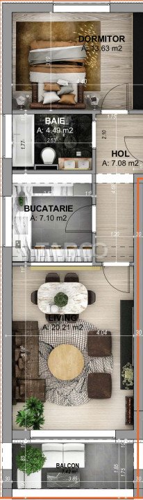 COMISION 0-Apartament decomandat 2 camere 52 mpu balcon loc parcare