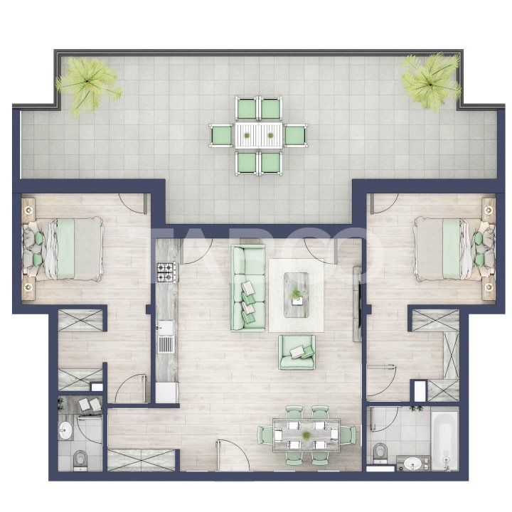 Comision 0 Penthouse 74mpu 3 camere terasa 46mp bloc cu lift Turnisor