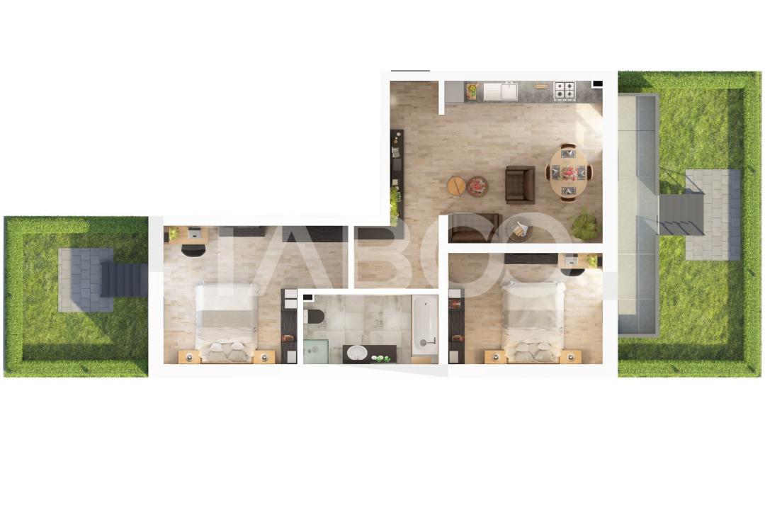 De vanzare Apartamet 61mp 3 camere 46mp gradina parcare Doamna Stanca