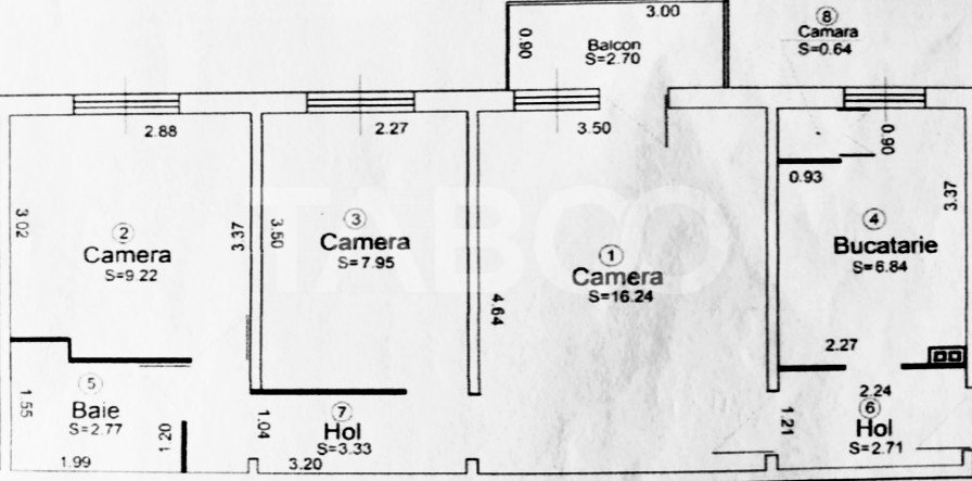 EXCLUSIVITATE - COMISION 0!  Apartament 3 camere balcon si pivnita