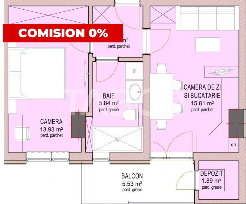 FARA COMISION!! Garsoniera 41 mpu la parter in Sibiu Dna Stanca