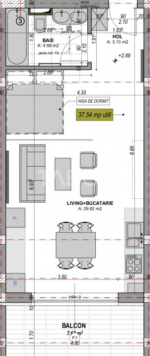 Garsoniera de vanzare 38 mpu balcon 8 mp loc de parcare Sibiu
