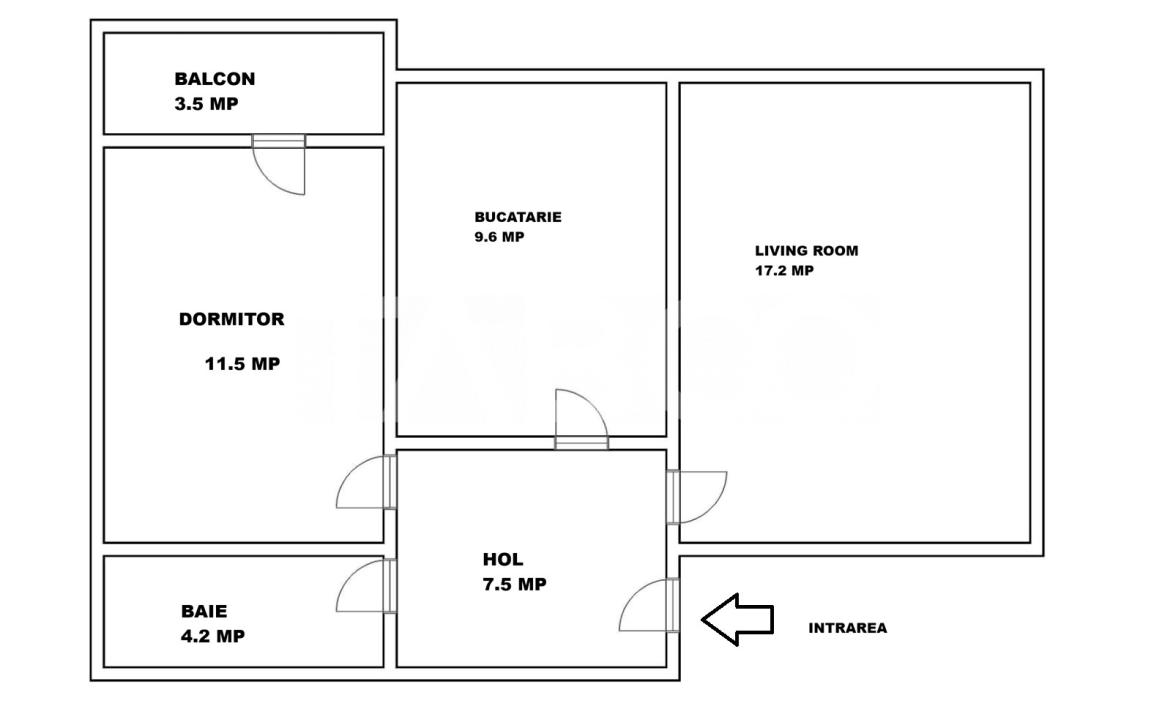 Strand Apartament decomandat de vanzare 2 camere balcon etaj 4