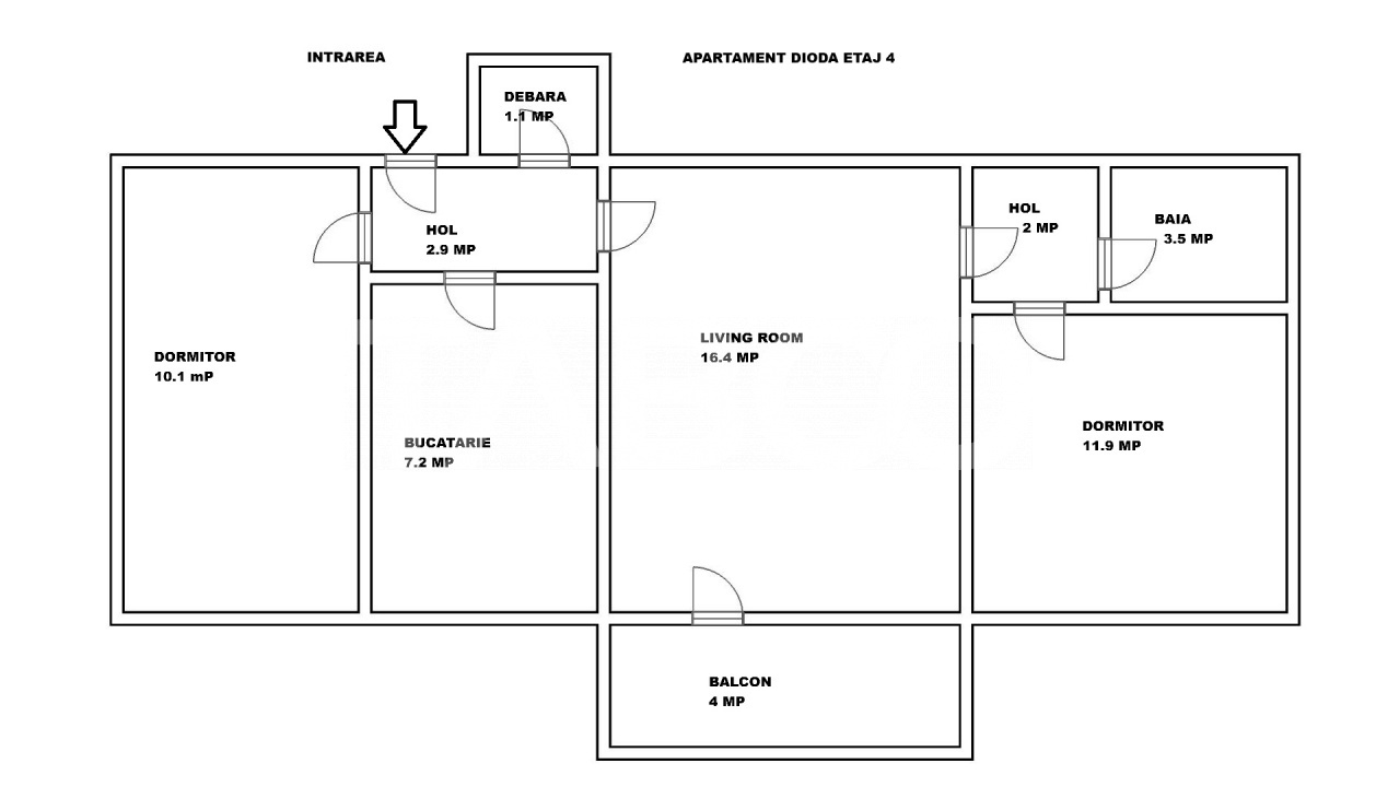 Zona Dioda/ANAF/Finante  Apartament cu 3 camere si balcon